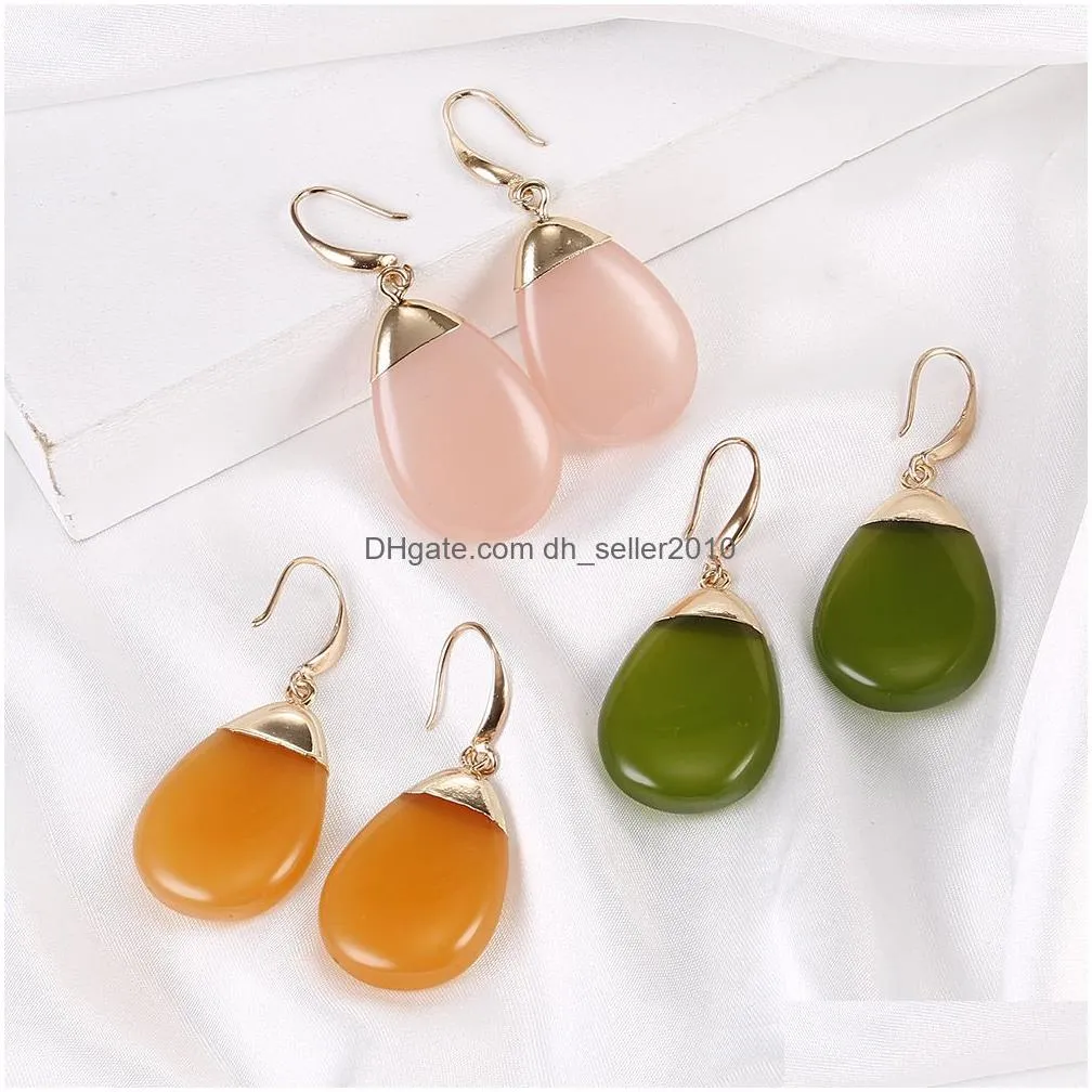 new arrival green pink resin dangle earring for women girls high quality copper hook earring christmas jewelry gift