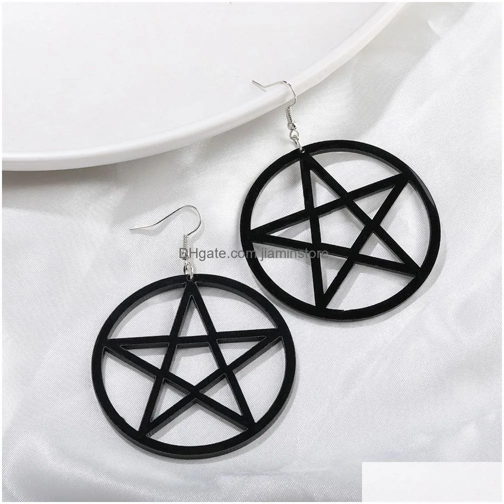 new fashion acrylic hoop earrings girl star shape simple trend black color dangle drop earrings for women jewelry gift