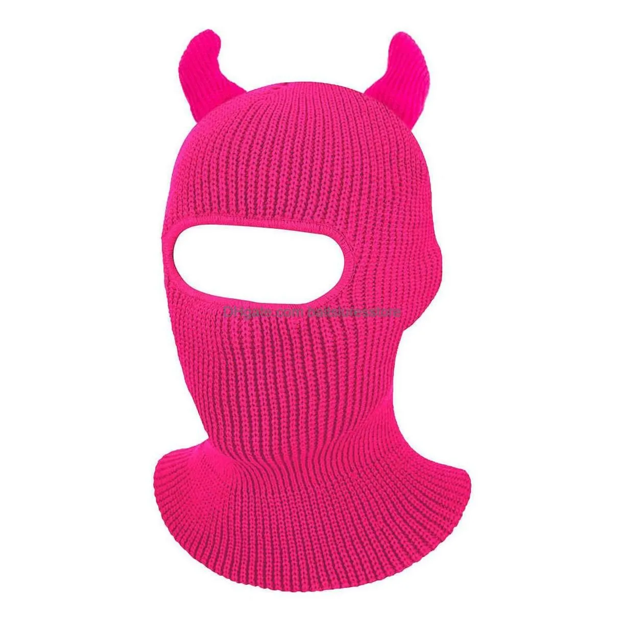 cycling caps masks ox horn clava fl face er ski mask bonnet 3 hos winter warm party knit beanies hats halloween gift drop delivery