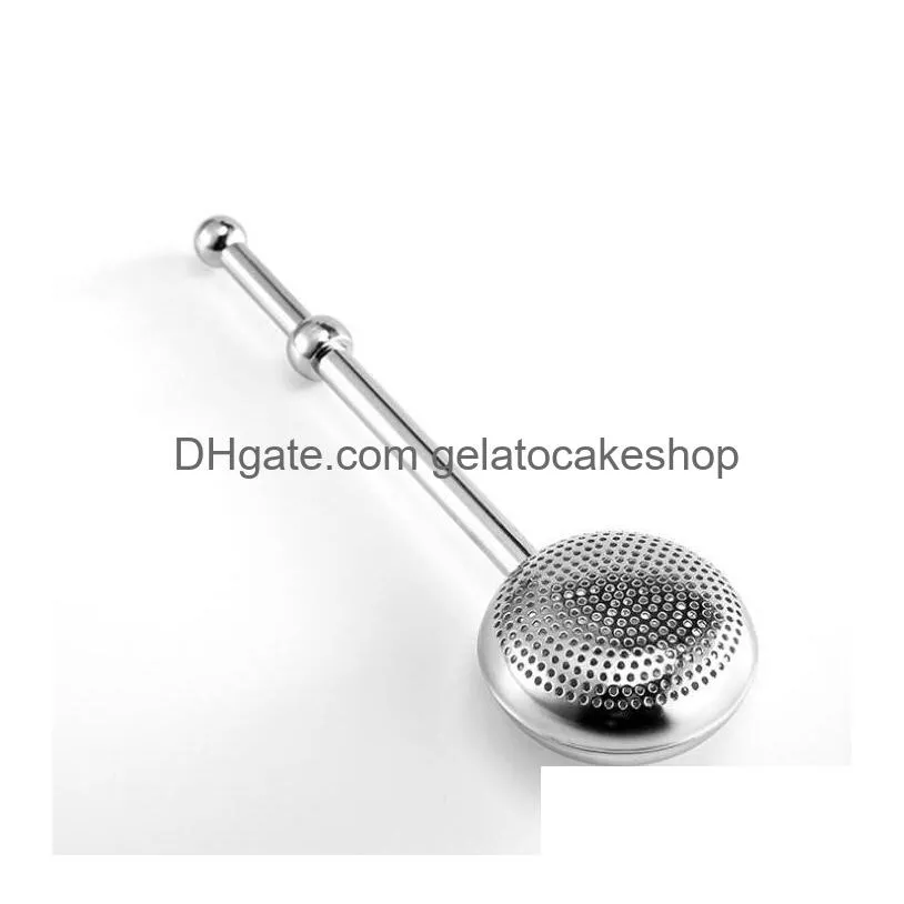 50pcs tea infusers stainless steel teapot strainer ball shape push style infuser mesh filter reusable metal tool accessories