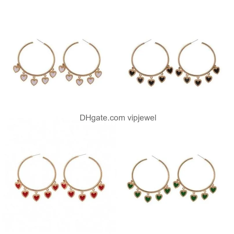 arrivals fashion large circle earrings enamel heart tassel earrings for women hoop earrings party jewelry wholesale