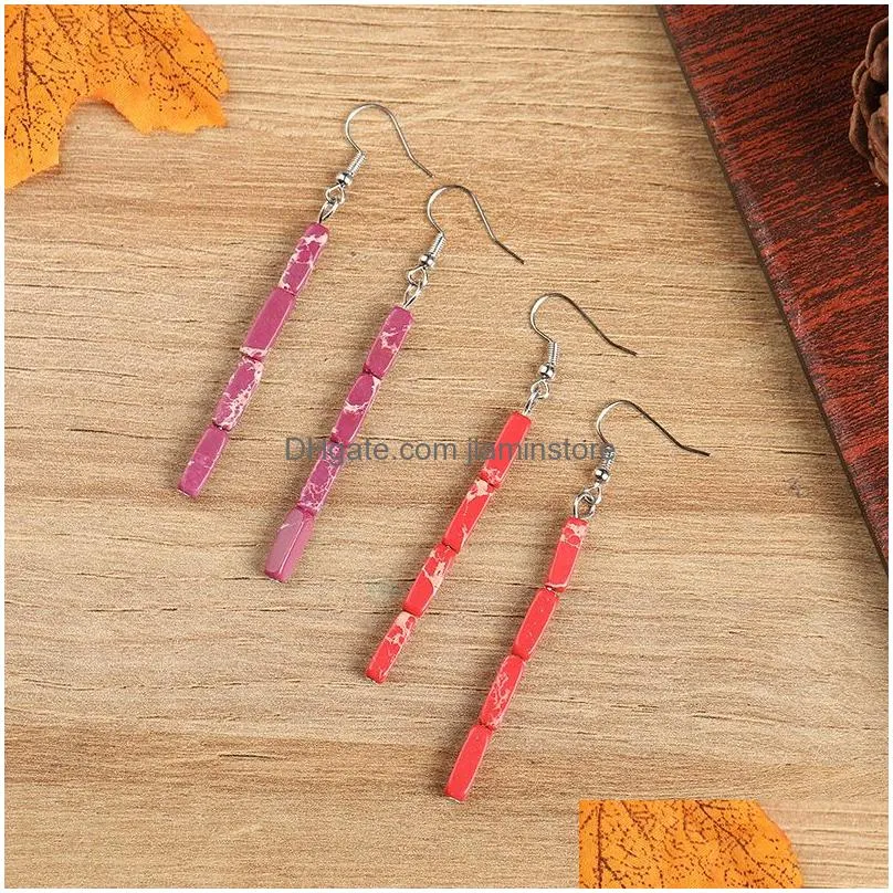 2019 new arrival colorful round natural stone dangle earring for women girls high quality hook earring fashion jewelry gift