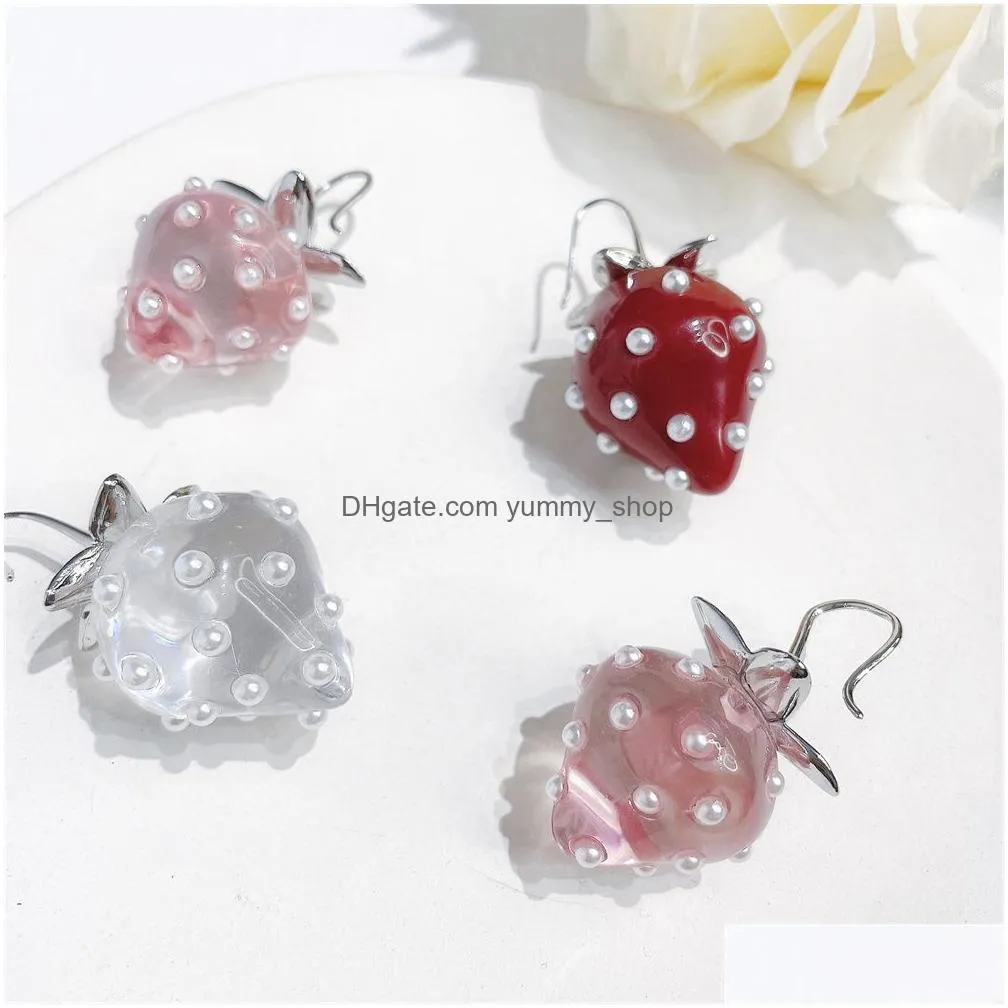 cartoon cute earrings for women fashion charms fruits strawberry stud earring girls temperament party wedding jewelry gifts