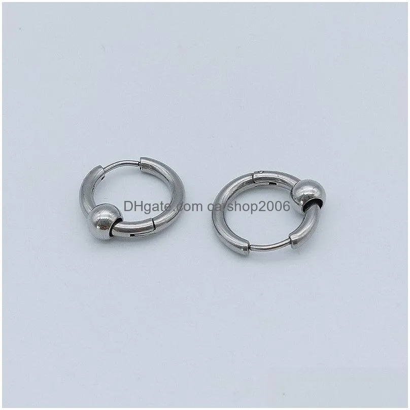 fashion men hoop earrings stainless steel round bead earrings for women 8mm20mm gold/silver/black round circle hoop earrings jewelry