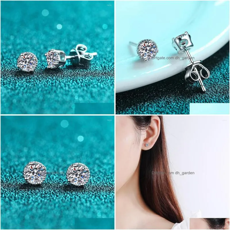 stud earrings inbeaut classic 4 925 silver total 0.6 ct excellent cut pass diamond test d color micro moissanite for women
