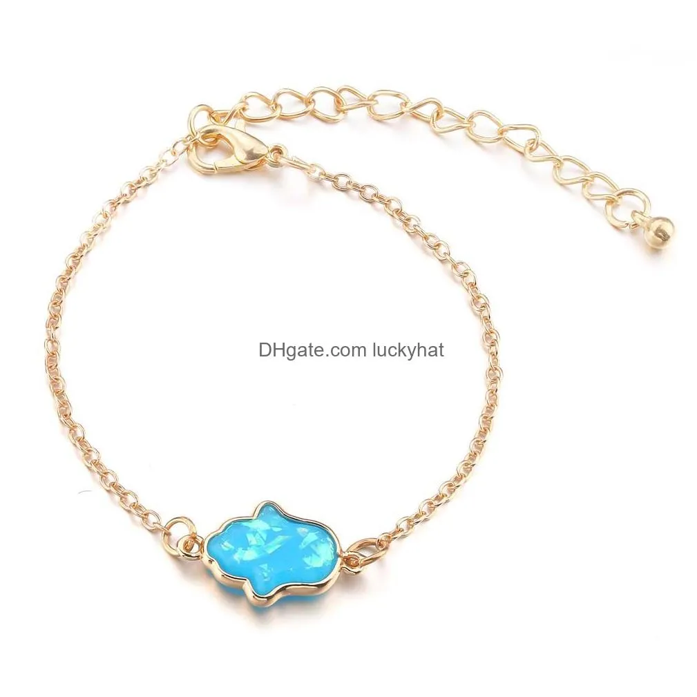 fashion nature resin opal pendant bracelet for women black white blue pink charm bracelet fashion jewelry gift wholesale