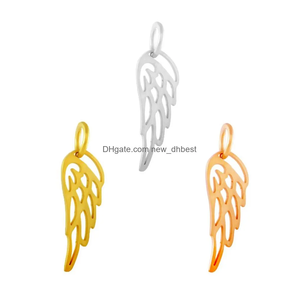 high quality titanium steel animal wing charm for necklace bracelet silver gold rose gold small charm accessories diy jewelry making