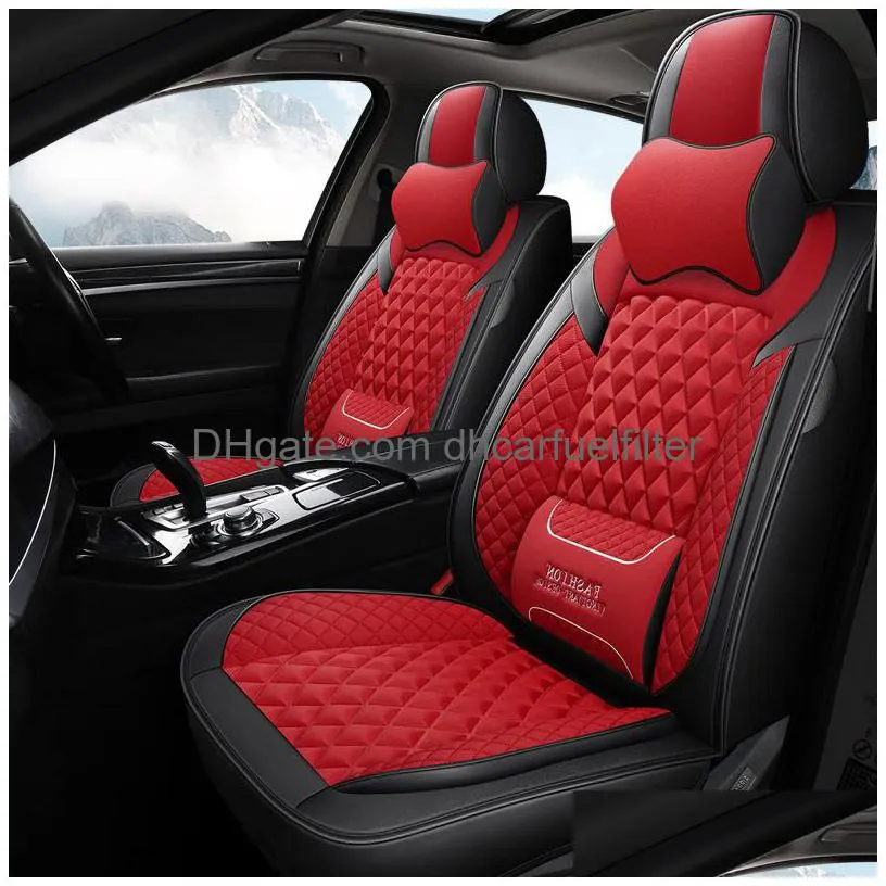 luxury car seat covers full set with waterproof pu leather airbag compatible automotive vehicle cushion cover universal fit most cars