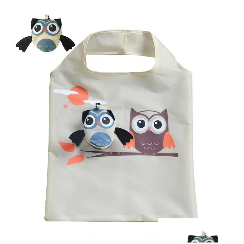 cartoon owl shopping bag foldable grocery bags tote owl shape shopping bags reusable waterproof storage bag kitchen organization