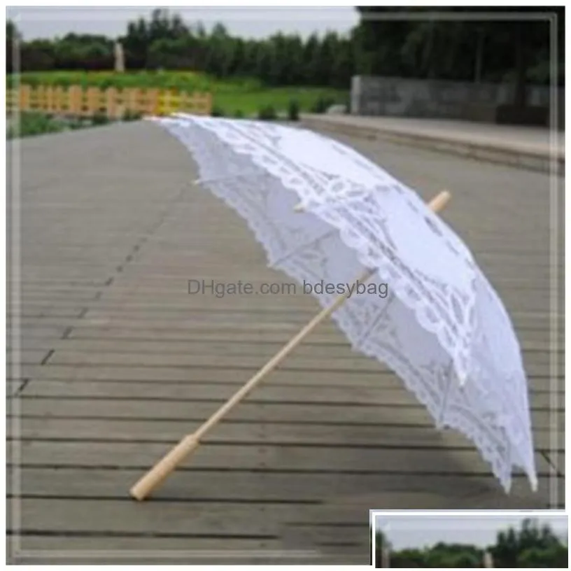 umbrellas lace parasol umbrella elegant cotton embroidery garden ivory battenburg 32 inches for 1 piece drop delivery home h dhwhi