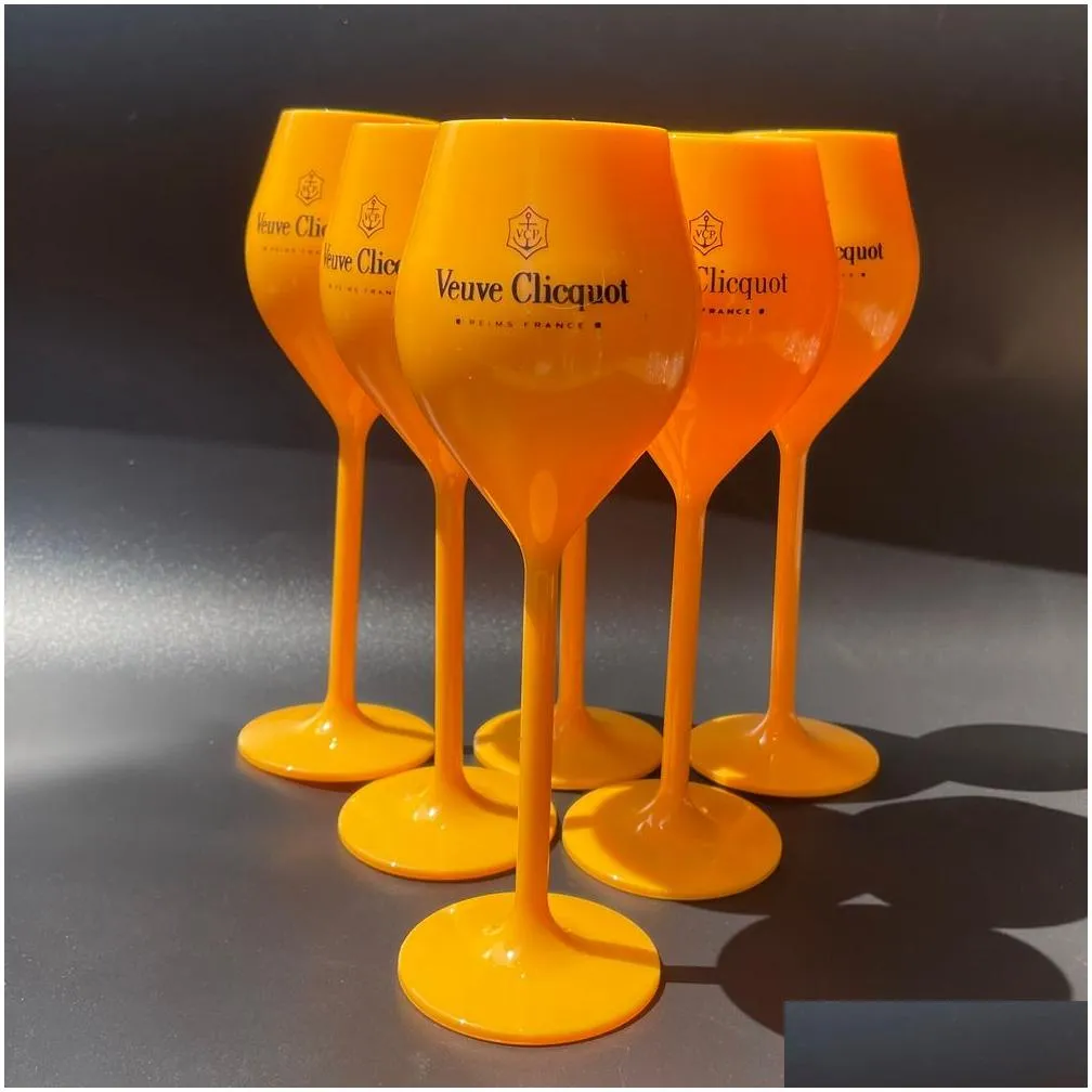 6pcs veuve wine glasses yellow label polycarbonate clicquot champagne flutes coupes wisky cups6361734