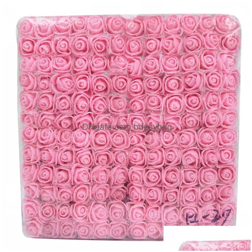 144pcs/lot 2cm lace foam rose head diy rose garland wedding party valentine day gift flower decor