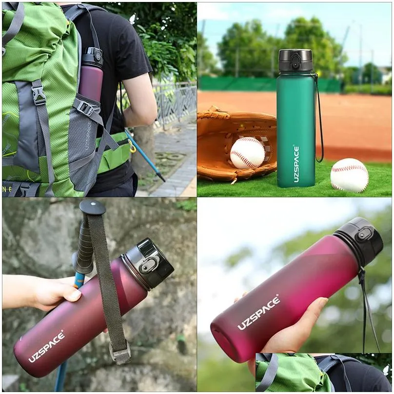 uzspace water bottles leakproof drinking bottle a tritan sports bottle for camping workouts gym and outdoor activity 220418