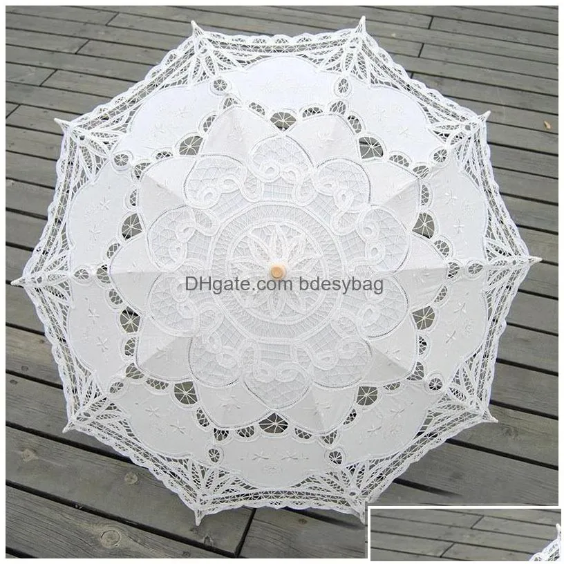 umbrellas lace parasol umbrella elegant cotton embroidery garden ivory battenburg 32 inches for 1 piece drop delivery home h dhwhi