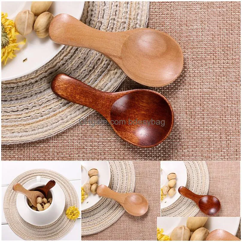 mini wood condiment scoop flatware coffee tea sugar salt wooden spoons kitchen gadgets