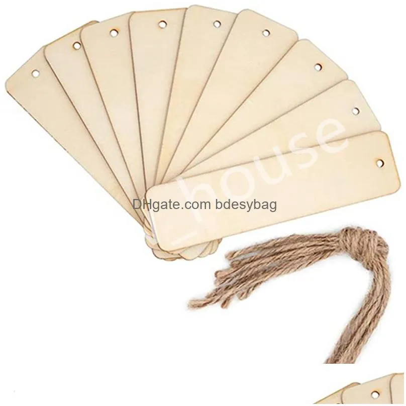 10pcs/set unfinished wood slice diy crafts bookmark garment clothing tag gift bags hanging label decor