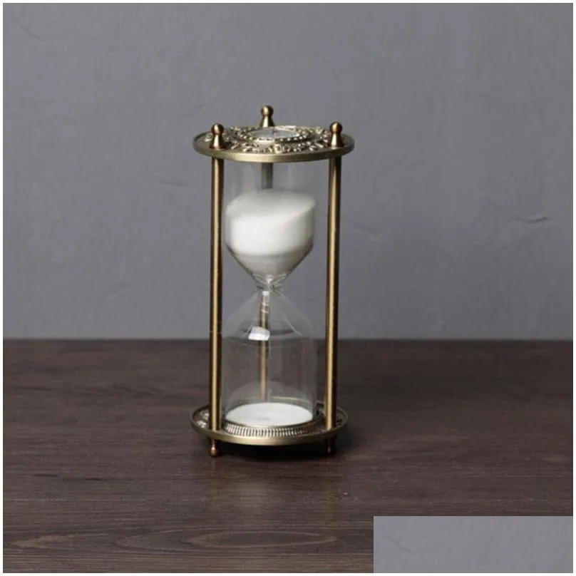 europe hourglass timer 15 30min clock sand metal glass decorative sand hourglasses timer for desk decoration a0631284t