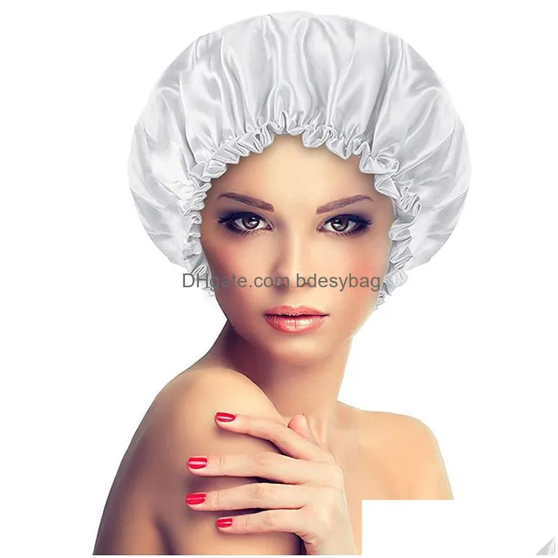 double layer satin bonnet adjust sleep night cap head cover for curly springy hair styling accessories