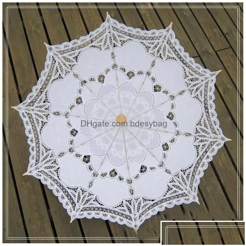 umbrellas lace parasol umbrella elegant cotton embroidery garden ivory battenburg 32 inches for 1 piece drop delivery home h dhwhi