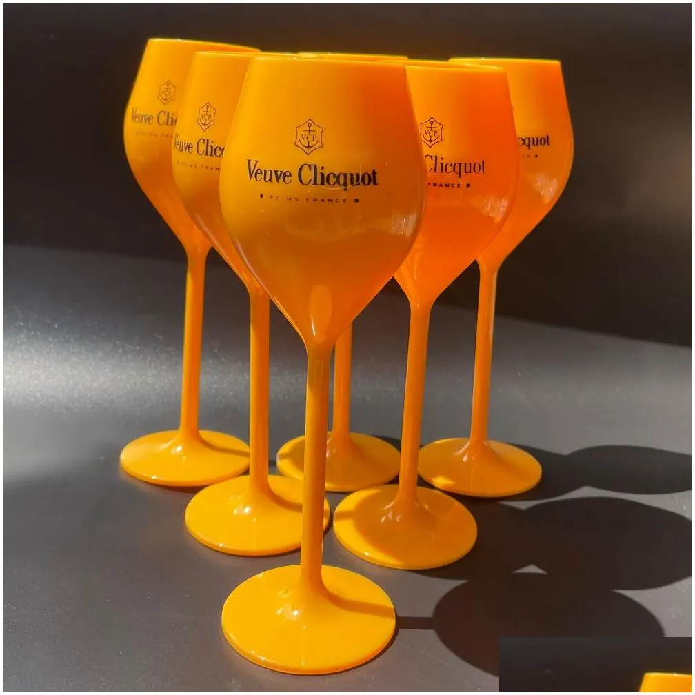 6pcs veuve wine glasses yellow label polycarbonate clicquot champagne flutes coupes wisky cups6361734