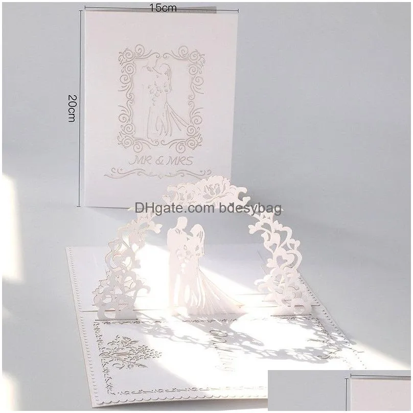 3d wedding invitations bridal engagement party greeting cards hollow wedding anniversary party invitation party invitations supply