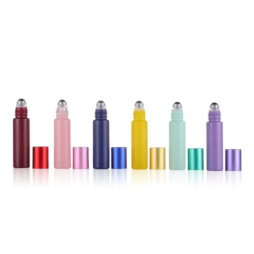 10ml printed glass roller bottles travel portable perfume  oil bottle mini macaron color empty bottling