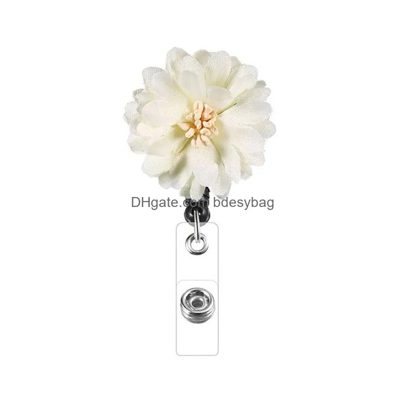 badge reel retractable pass id card abs flower key chain reels antilost clip office school supplies