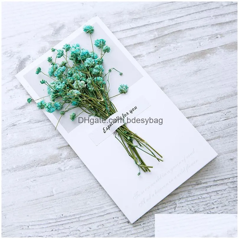 dried flower greeting cards gypsophila christmas birthday valentine day wedding invitations card