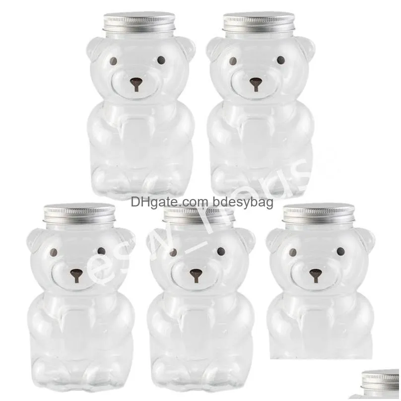 500ml bear shaped plastic water bottle disposable juice beverage milk tea bottles for kids