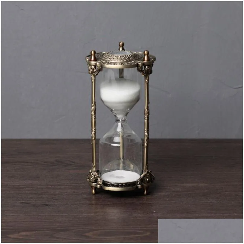 europe hourglass timer 15 30min clock sand metal glass decorative sand hourglasses timer for desk decoration a0631284t