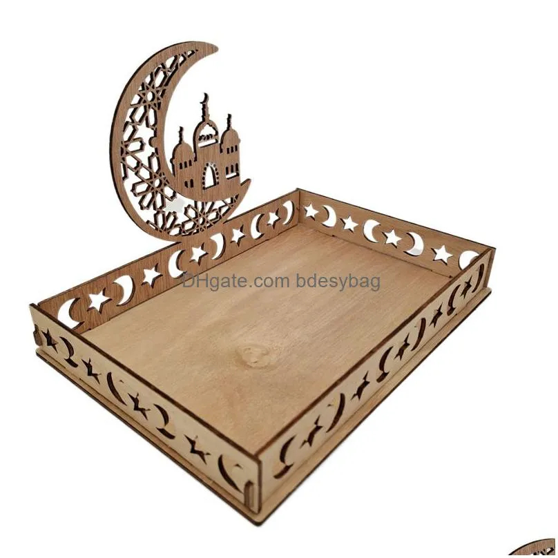 eid mubarak wooden food tray ornament islamic muslim party decoration for home ramadan kareem eid al fitr supplies