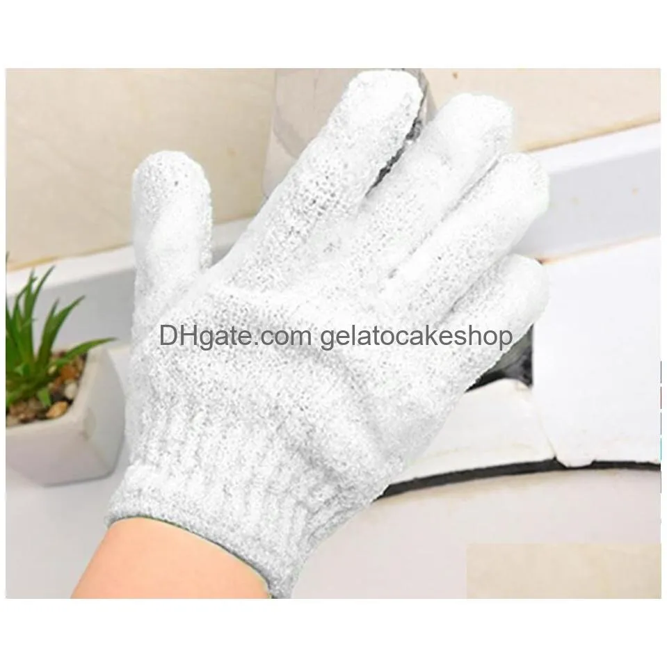 white nylon body cleaning shower gloves exfoliating baths glove five fingers bath bathroom gloves home supplies