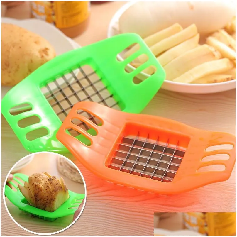 abs stainless steel potato cutter vegetable slicer chopper chips device fries kitchen cooking tools potato vegetable slicer