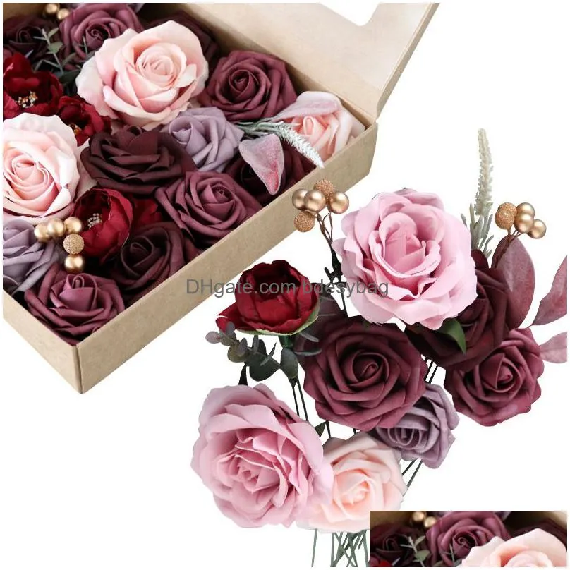 artificial flowers box set for diy wedding bouquets centerpieces arrangements party baby shower home decorations