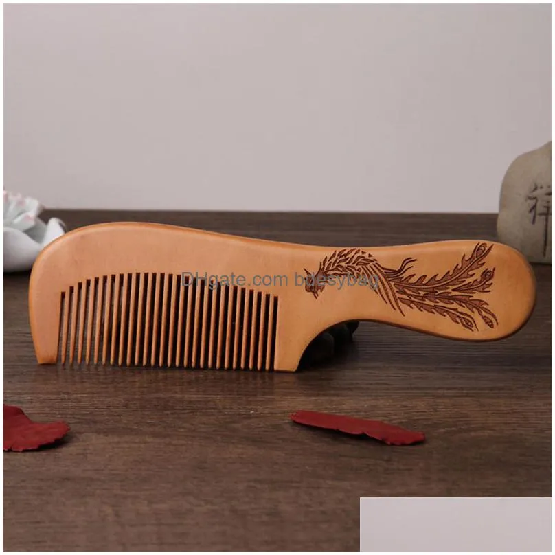 handmade natural wood hair combs wide/fine tooth antistatic hair detangler wooden comb home decor