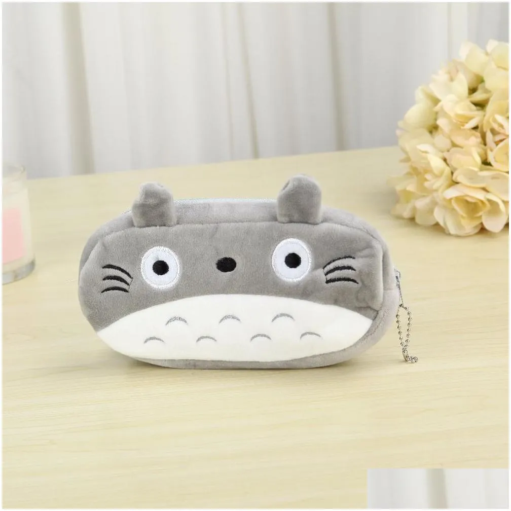 15 pcs lot cartoon totoro style plush zipper pencil bags cosmetic bag pouch writing supplies office school supplies257d