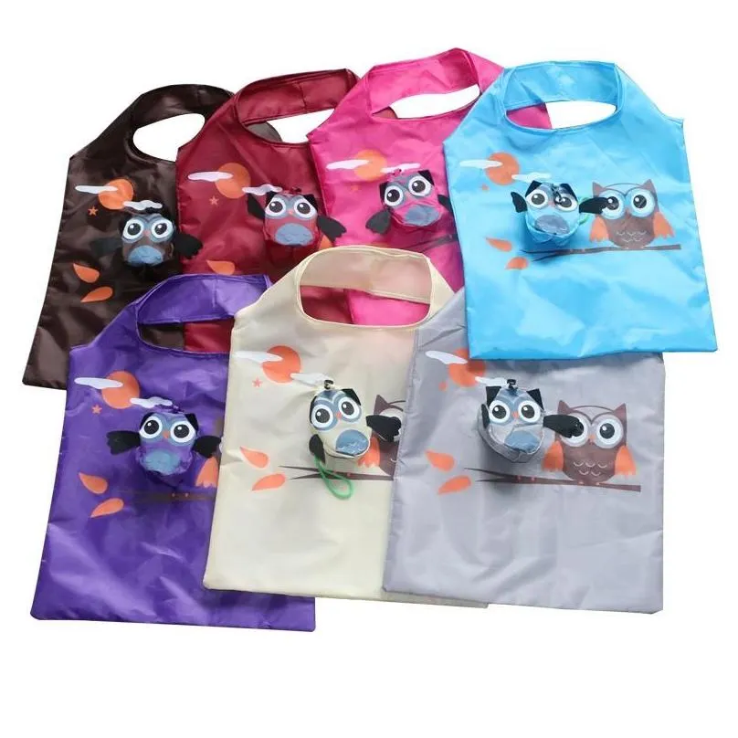 cartoon owl shopping bag foldable grocery bags tote owl shape shopping bags reusable waterproof storage bag kitchen organization