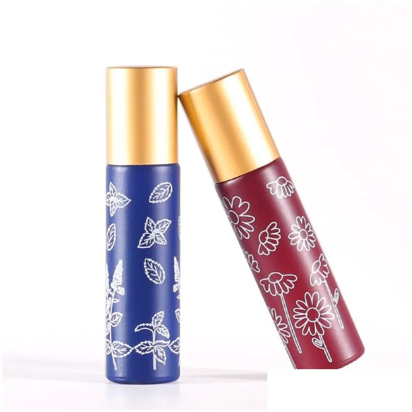 10ml printed glass roller bottles travel portable perfume essential oil bottle mini macaron color empty bottling