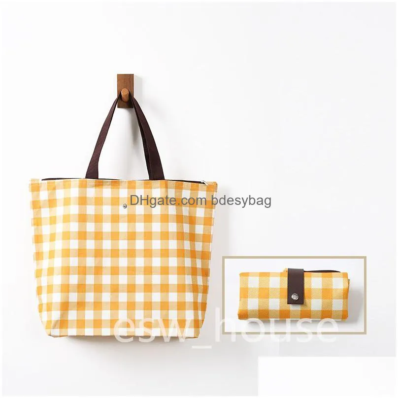 portable oxford cloth shopping bag waterproof foldable lightweight recycling shopping totes with long handle