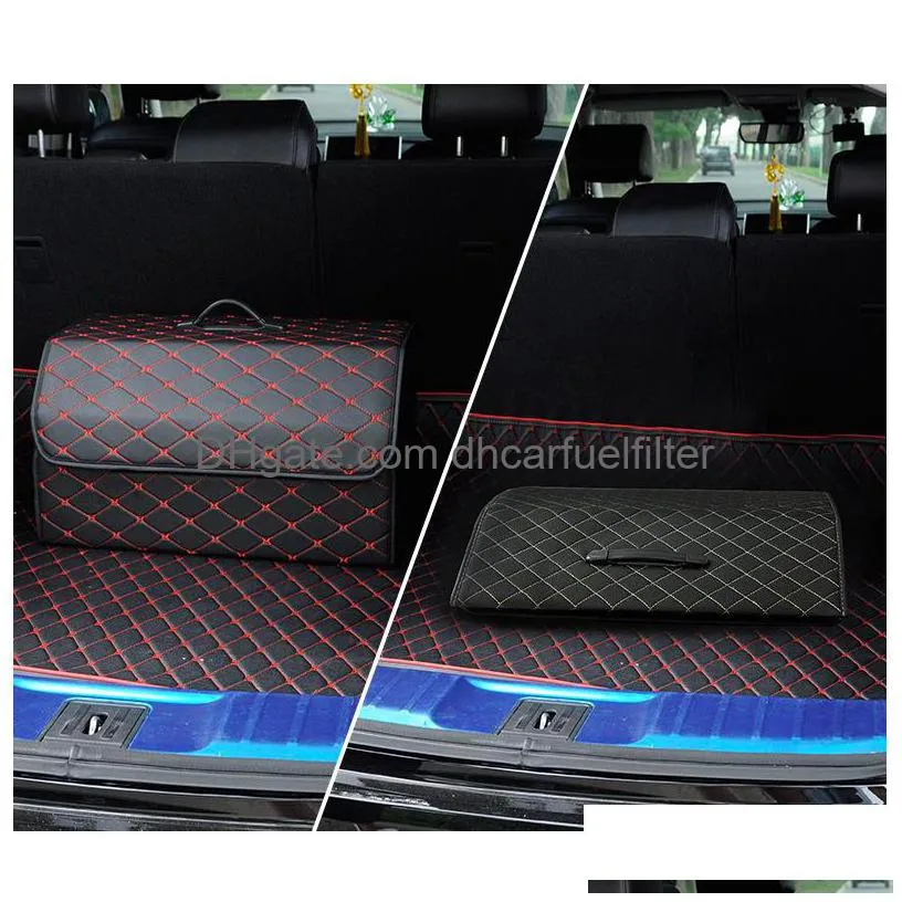 universal car storage bag pu leather trunk folding organizer box for most cars suv storages food drink with stowing tidying