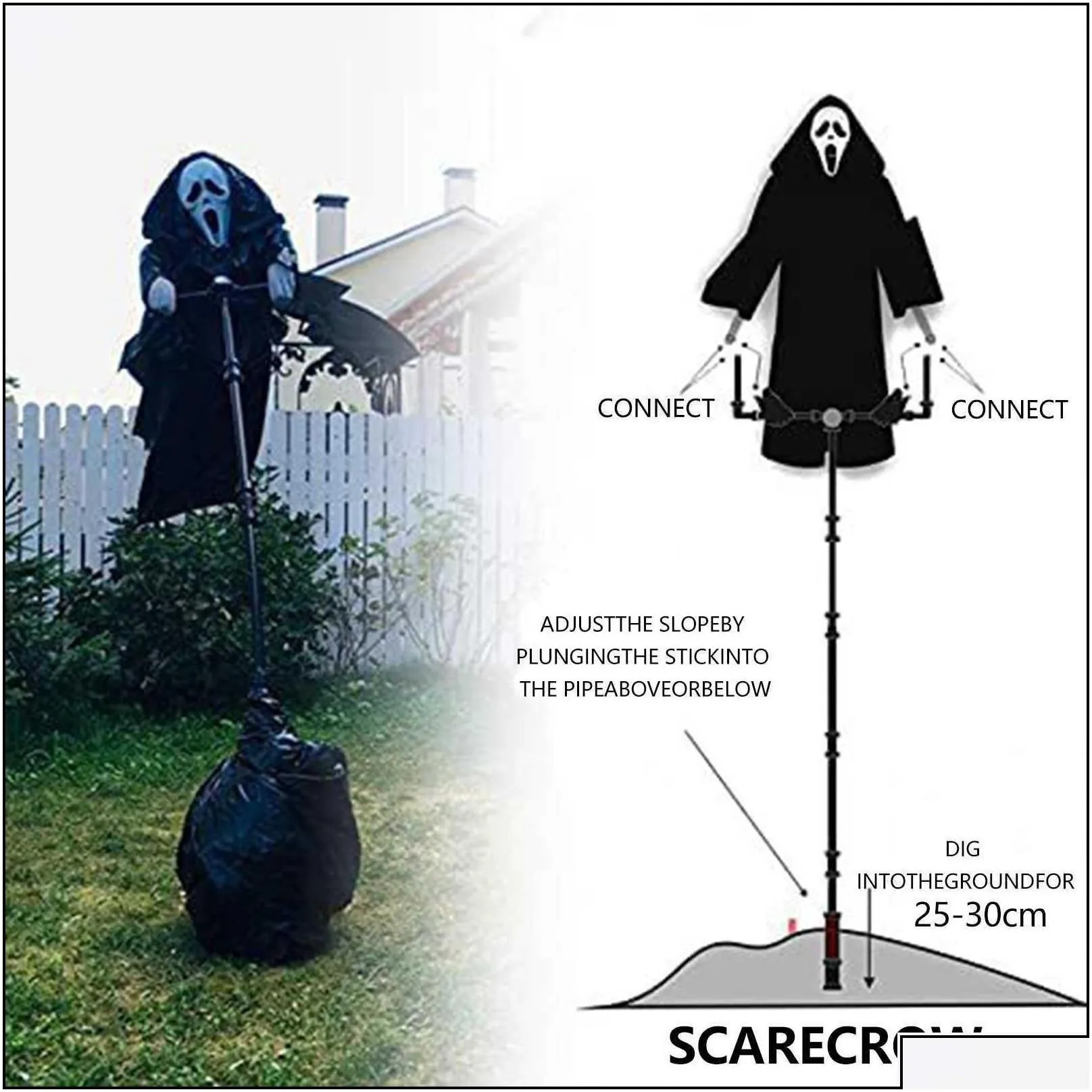 other festive party supplies home garden ghostface scarecrow halloween scary hanging screaming for prop decoration p0827 drop delivery