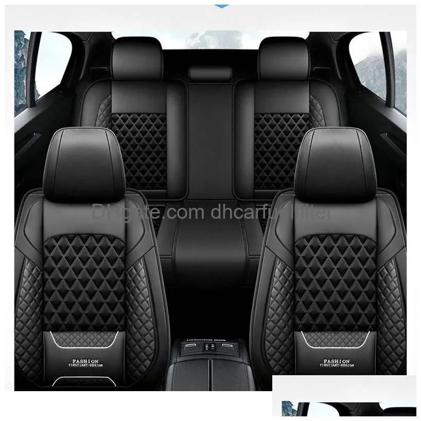 luxury car seat covers full set with waterproof pu leather airbag compatible automotive vehicle cushion cover universal fit most cars