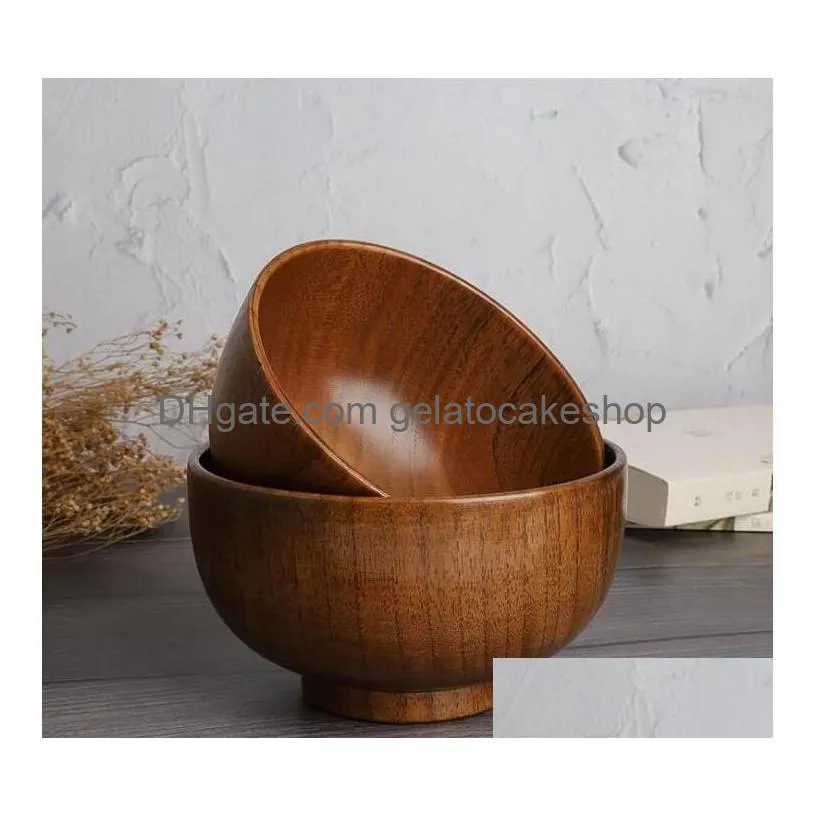 wooden bowl tapanese soup rice noodles bowls kids lunch box kitchen tableware for baby feeding food containers can be custom