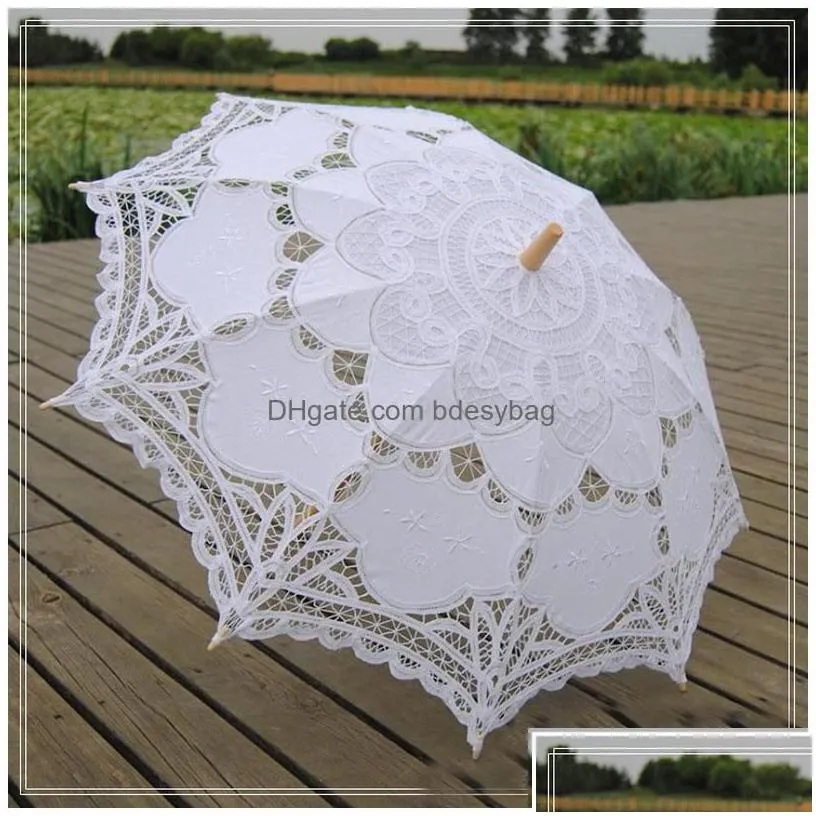 umbrellas lace parasol umbrella elegant cotton embroidery garden ivory battenburg 32 inches for 1 piece drop delivery home h dhwhi