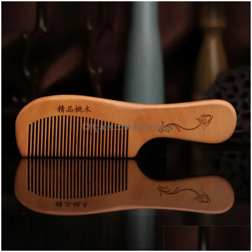 handmade natural wood hair combs wide/fine tooth antistatic hair detangler wooden comb home decor