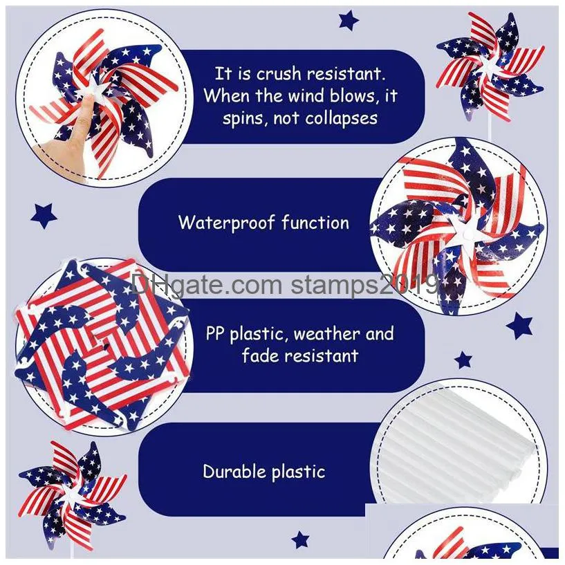 american flag patriotic pinwheels 4th of july independence day us stars and stripes pinwheels kids gifts garden yard lawn decoration