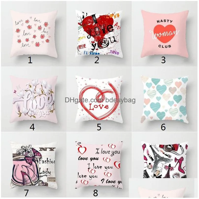 make up letter print pillowcase couple lover love you print pillow cover 45x45cm valentines day pillowcase