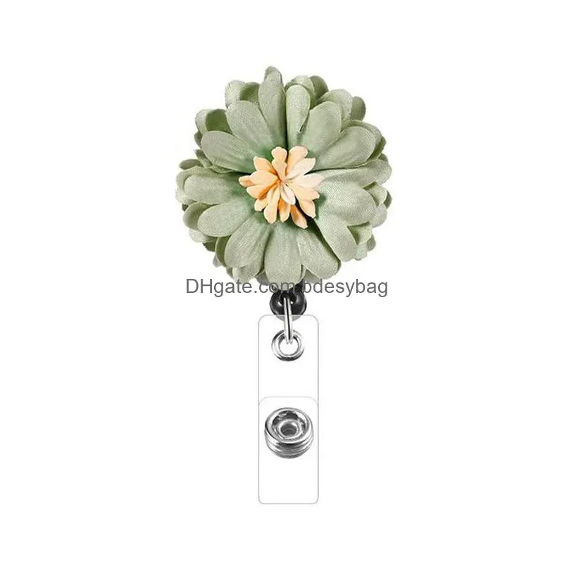 badge reel retractable pass id card abs flower key chain reels antilost clip office school supplies