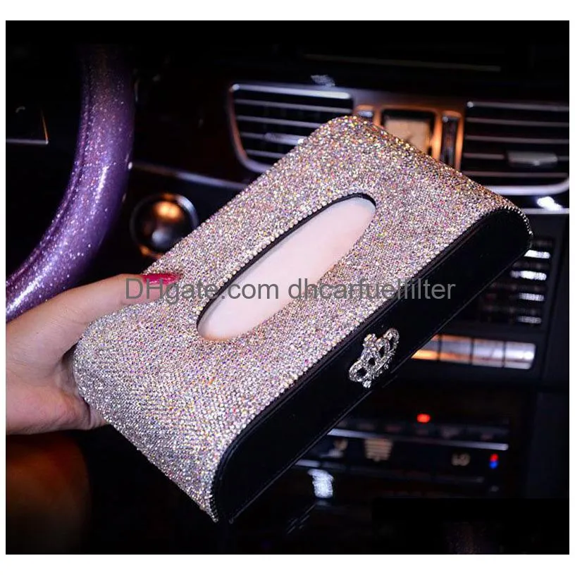 car tissue box blingbling rhinestones elegant girl style christmas gifts brand durable handcraft cars interior accessories