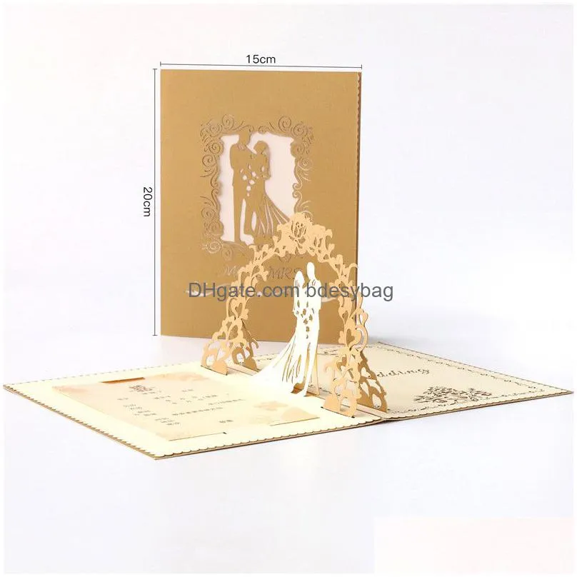 3d wedding invitations bridal engagement party greeting cards hollow wedding anniversary party invitation party invitations supply